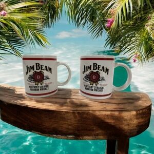 Jim Beam Kentucky Bourbon Straight Whiskey/Coffee Ceramic Mugs set of 2 EUC